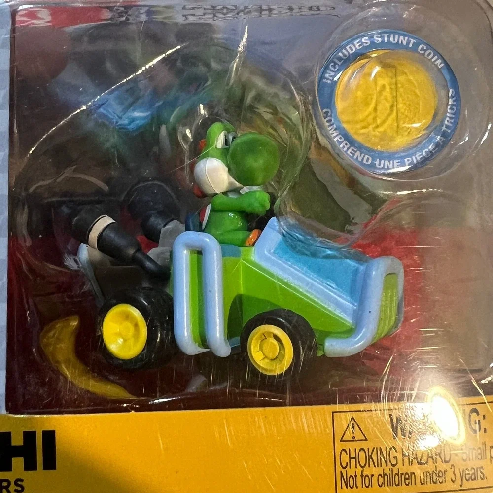 Jakks Pacific Mario Kart Yoshi Coin Racer Green Pull-Back Stunt Toy 69278 NEW